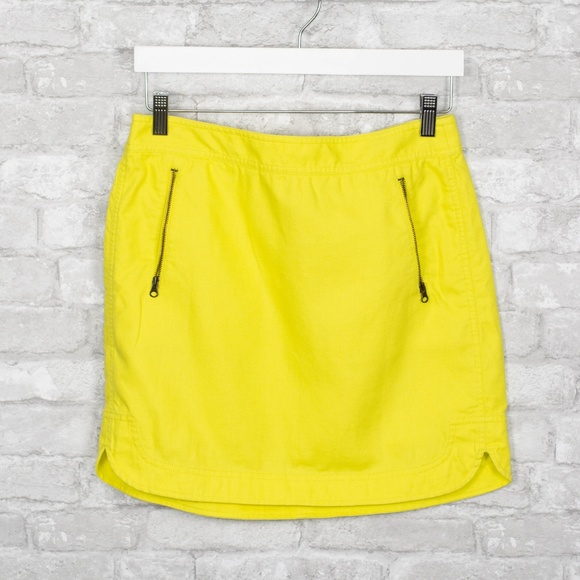 J Crew Zip Pocket Canvas Mini Skirt Yellow 4 - Picture 2 of 8